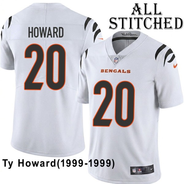 White Embroidered Ty Howard Cincinnati Bengals #20 Stitched Jersey