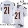 White Embroidered Rashad Bauman Cincinnati Bengals #21 Stitched Jersey