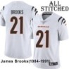 White Embroidered James Brooks Cincinnati Bengals #21 Stitched Jersey