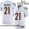 White Embroidered Jim Browner Cincinnati Bengals #21 Stitched Jersey