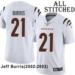 White Embroidered Jeff Burris Cincinnati Bengals #21 Stitched Jersey