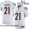 White Embroidered Tom Carter Cincinnati Bengals #21 Stitched Jersey
