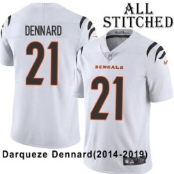 White Embroidered Darqueze Dennard Cincinnati Bengals #21 Stitched Jersey