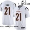 White Embroidered Paul Dunn Cincinnati Bengals #21 Stitched Jersey