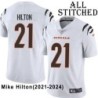 White Embroidered Mike Hilton Cincinnati Bengals #21 Stitched Jersey
