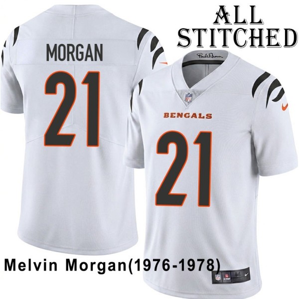 White Embroidered Melvin Morgan Cincinnati Bengals #21 Stitched Jersey