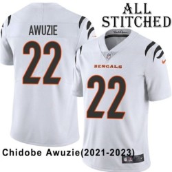 White Embroidered Chidobe Awuzie Cincinnati Bengals #22 Stitched Jersey