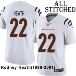 White Embroidered Rodney Heath Cincinnati Bengals #22 Stitched Jersey