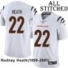 White Embroidered Rodney Heath Cincinnati Bengals #22 Stitched Jersey