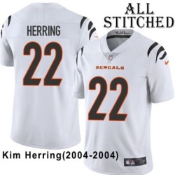 White Embroidered Kim Herring Cincinnati Bengals #22 Stitched Jersey