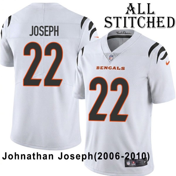 White Embroidered Johnathan Joseph Cincinnati Bengals #22 Stitched Jersey