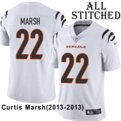 White Embroidered Curtis Marsh Cincinnati Bengals #22 Stitched Jersey