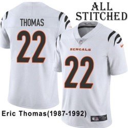 White Embroidered Eric Thomas Cincinnati Bengals #22 Stitched Jersey