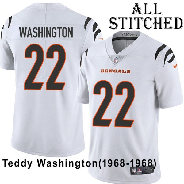 White Embroidered Teddy Washington Cincinnati Bengals #22 Stitched Jersey