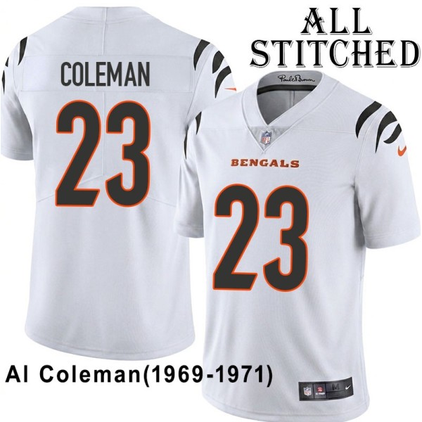White Embroidered Al Coleman Cincinnati Bengals #23 Stitched Jersey