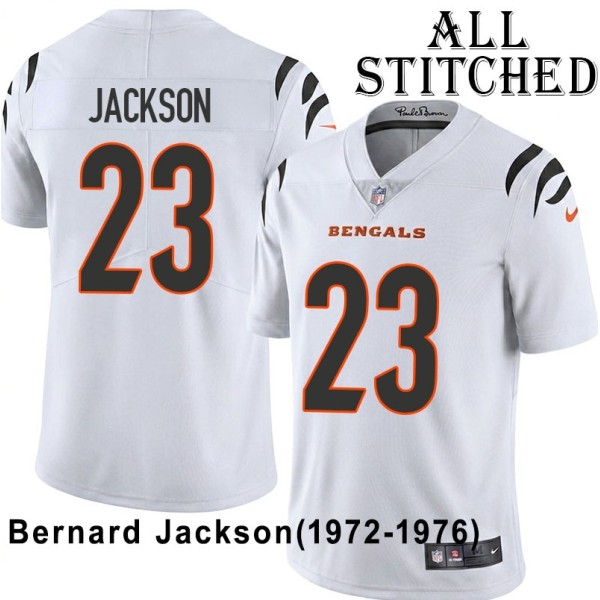 White Embroidered Bernard Jackson Cincinnati Bengals #23 Stitched Jersey