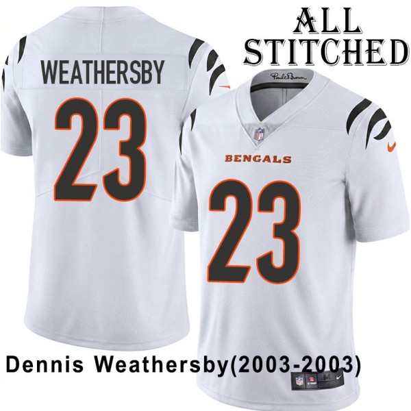 White Embroidered Dennis Weathersby Cincinnati Bengals #23 Stitched Jersey