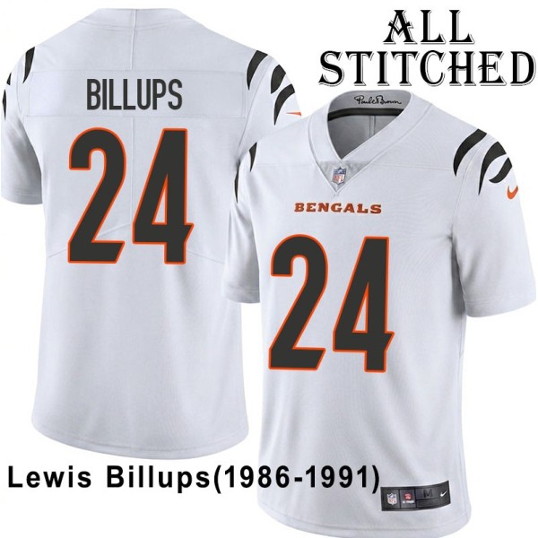 White Embroidered Lewis Billups Cincinnati Bengals #24 Stitched Jersey