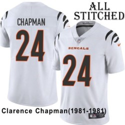 White Embroidered Clarence Chapman Cincinnati Bengals #24 Stitched Jersey