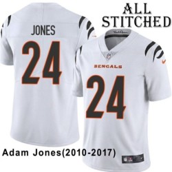 White Embroidered Adam Jones Cincinnati Bengals #24 Stitched Jersey