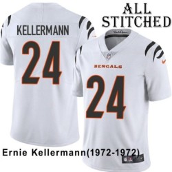 White Embroidered Ernie Kellermann Cincinnati Bengals #24 Stitched Jersey