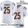 White Embroidered Ligarius Jennings Cincinnati Bengals #25 Stitched Jersey