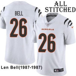 White Embroidered Len Bell Cincinnati Bengals #26 Stitched Jersey