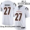 White Embroidered Greg Brooks Cincinnati Bengals #27 Stitched Jersey