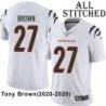 White Embroidered Tony Brown Cincinnati Bengals #27 Stitched Jersey