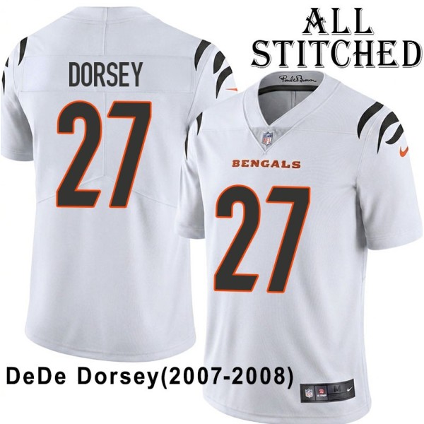 White Embroidered DeDe Dorsey Cincinnati Bengals #27 Stitched Jersey