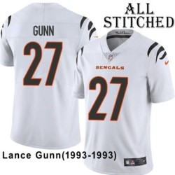 White Embroidered Lance Gunn Cincinnati Bengals #27 Stitched Jersey