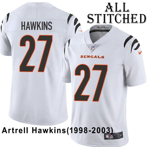 White Embroidered Artrell Hawkins Cincinnati Bengals #27 Stitched Jersey