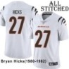 White Embroidered Bryan Hicks Cincinnati Bengals #27 Stitched Jersey
