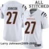 White Embroidered Larry Johnson Cincinnati Bengals #27 Stitched Jersey