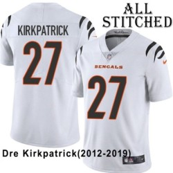 White Embroidered Dre Kirkpatrick Cincinnati Bengals #27 Stitched Jersey