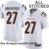 White Embroidered Dre Kirkpatrick Cincinnati Bengals #27 Stitched Jersey