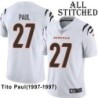 White Embroidered Tito Paul Cincinnati Bengals #27 Stitched Jersey