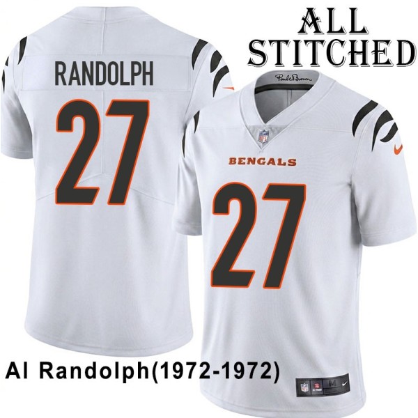 White Embroidered Al Randolph Cincinnati Bengals #27 Stitched Jersey