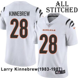 White Embroidered Larry Kinnebrew Cincinnati Bengals #28 Stitched Jersey