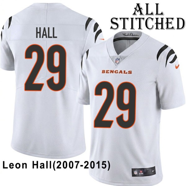 White Embroidered Leon Hall Cincinnati Bengals #29 Stitched Jersey