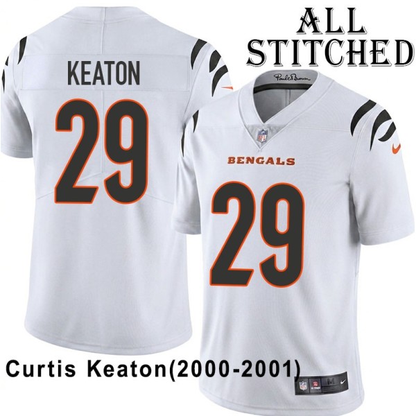 White Embroidered Curtis Keaton Cincinnati Bengals #29 Stitched Jersey