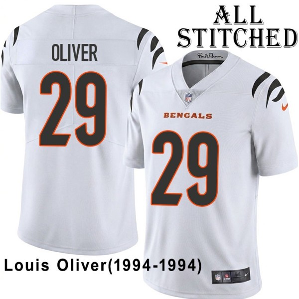 White Embroidered Louis Oliver Cincinnati Bengals #29 Stitched Jersey