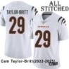 White Embroidered Cam Taylor-Britt Cincinnati Bengals #29 Stitched Jersey