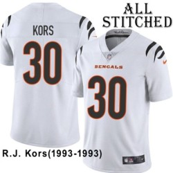 White Embroidered R.J. Kors Cincinnati Bengals #30 Stitched Jersey