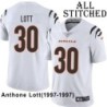 White Embroidered Anthone Lott Cincinnati Bengals #30 Stitched Jersey