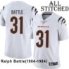 White Embroidered Ralph Battle Cincinnati Bengals #31 Stitched Jersey