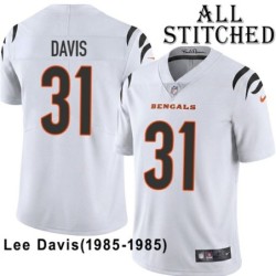 White Embroidered Lee Davis Cincinnati Bengals #31 Stitched Jersey