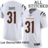 White Embroidered Lee Davis Cincinnati Bengals #31 Stitched Jersey