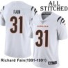 White Embroidered Richard Fain Cincinnati Bengals #31 Stitched Jersey