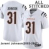 White Embroidered Jeremi Johnson Cincinnati Bengals #31 Stitched Jersey